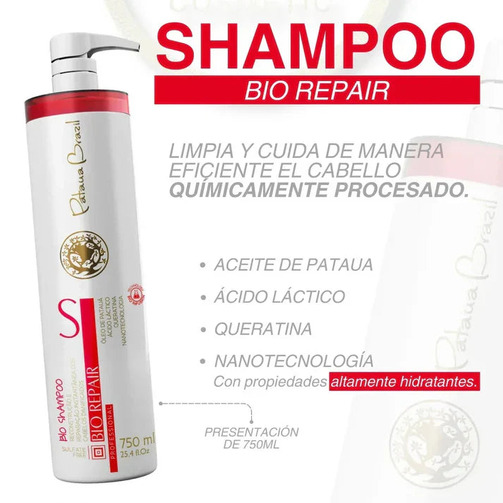 Bio Repair Bio Shampoo 750ml - Champú Reparador Sin Sulfatos con Aceite de Patauá
